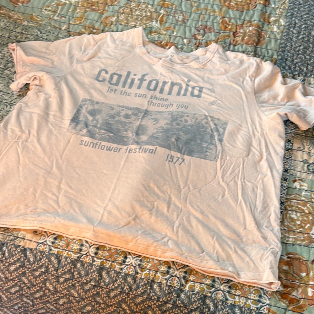 American Eagle Outfitters Light Pink California Sunflower Graphic Tee